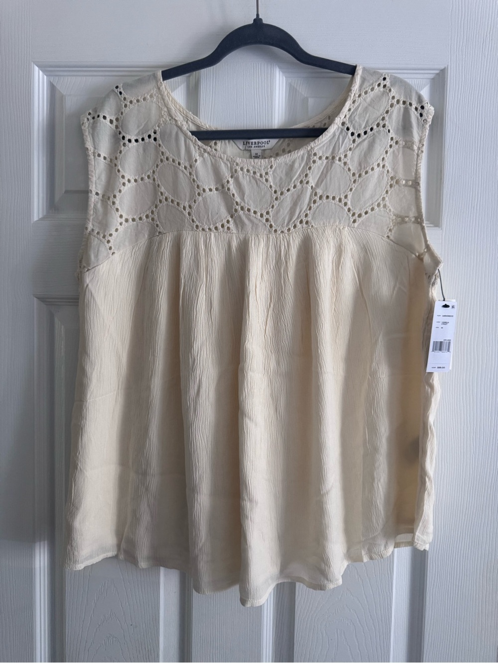 Liverpool Los Angeles Vanilla Eyelet Top